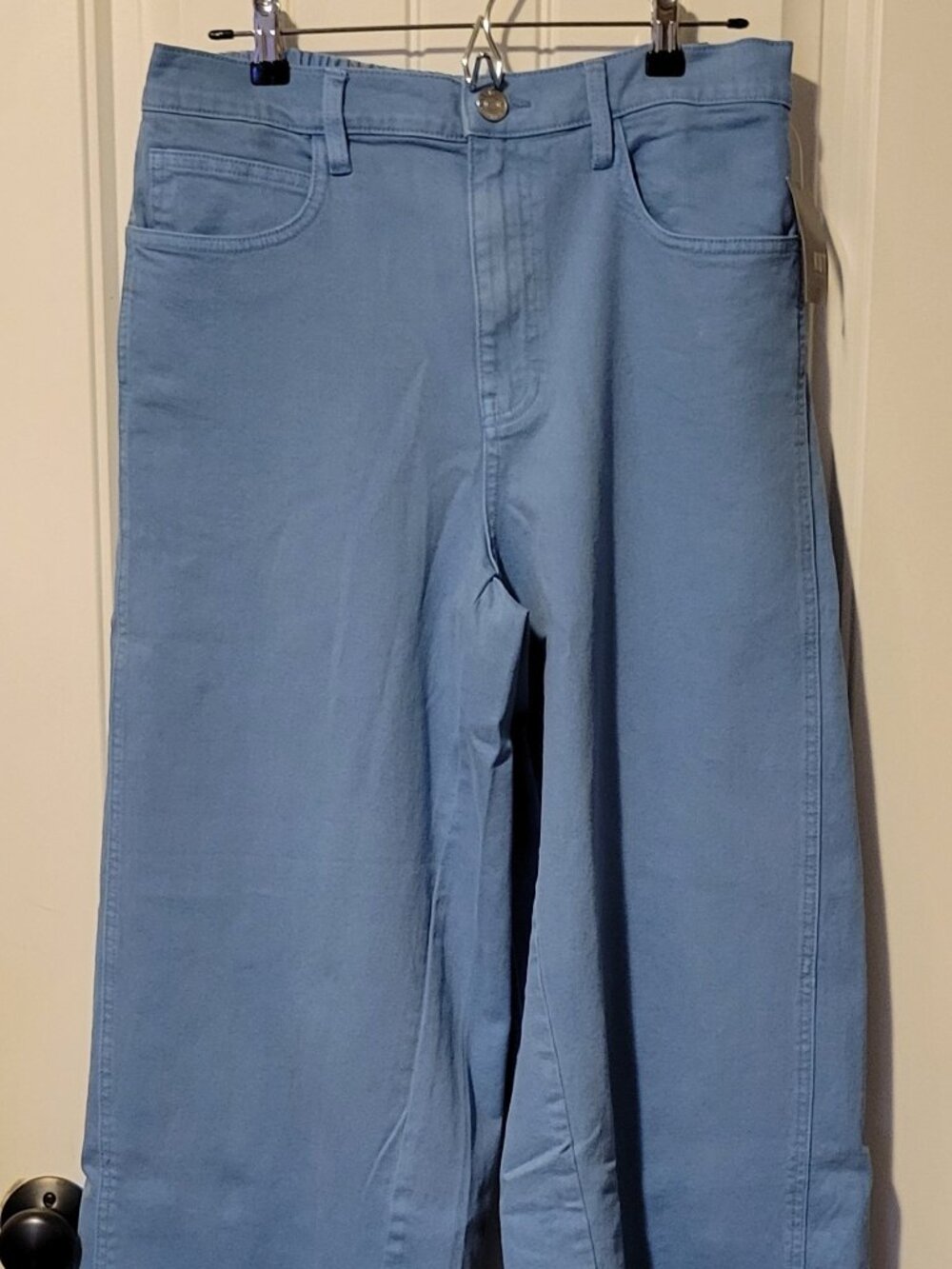 KUT From The Kloth Ash Wide Leg Pants Amalfi Blue 10 Womens Stretch Waist NWT